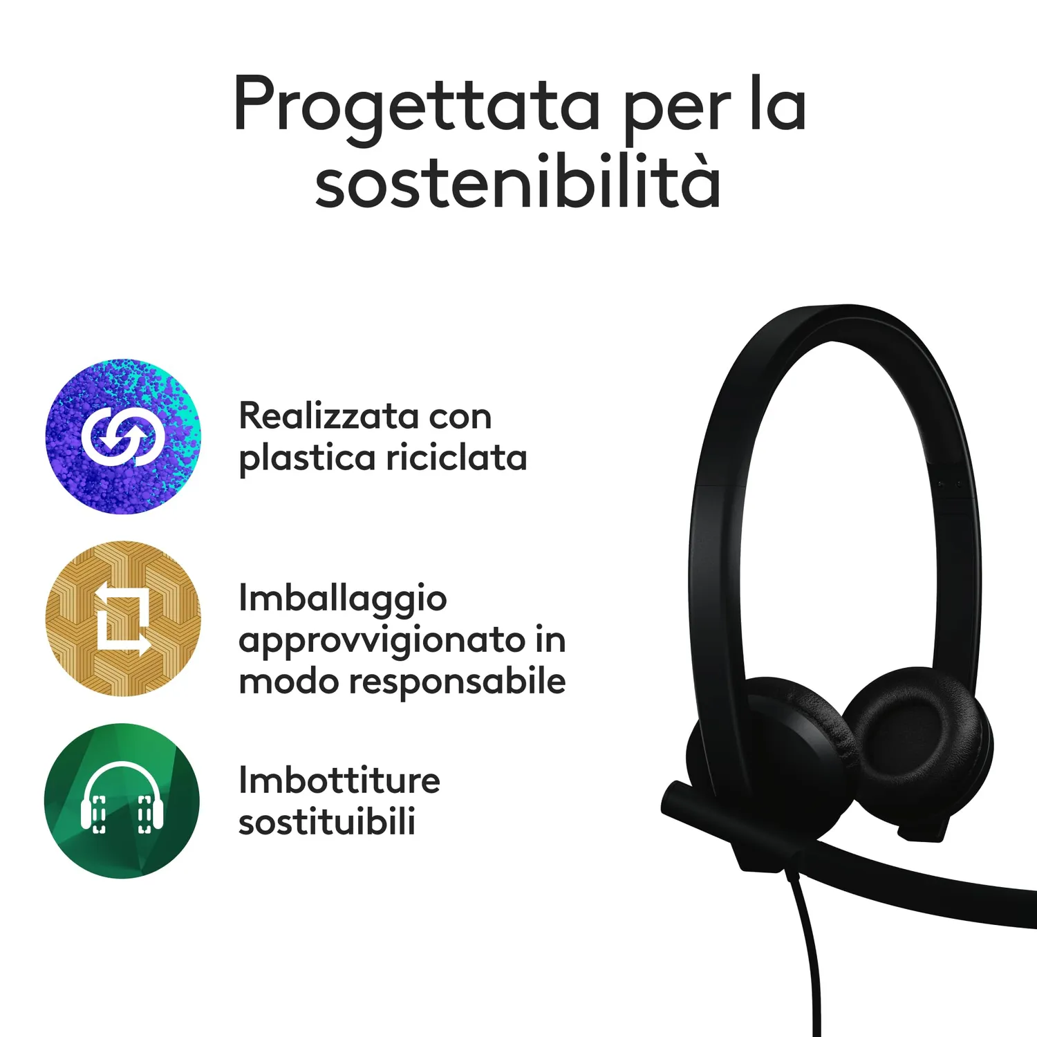 Logitech H570e cuffia con microfono USB Teams leggera