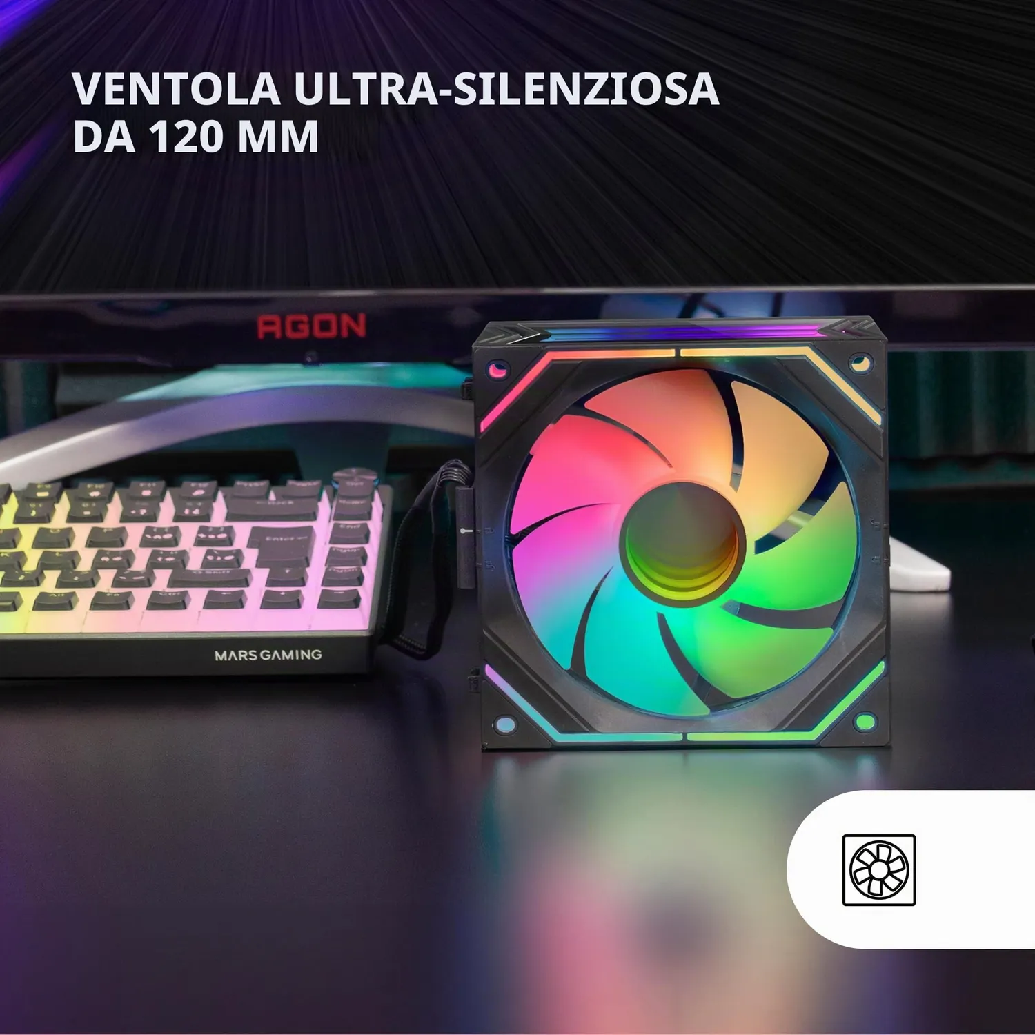 Mars Gaming MF-LINKFINITY ventola 120mm ARGB nero PWM