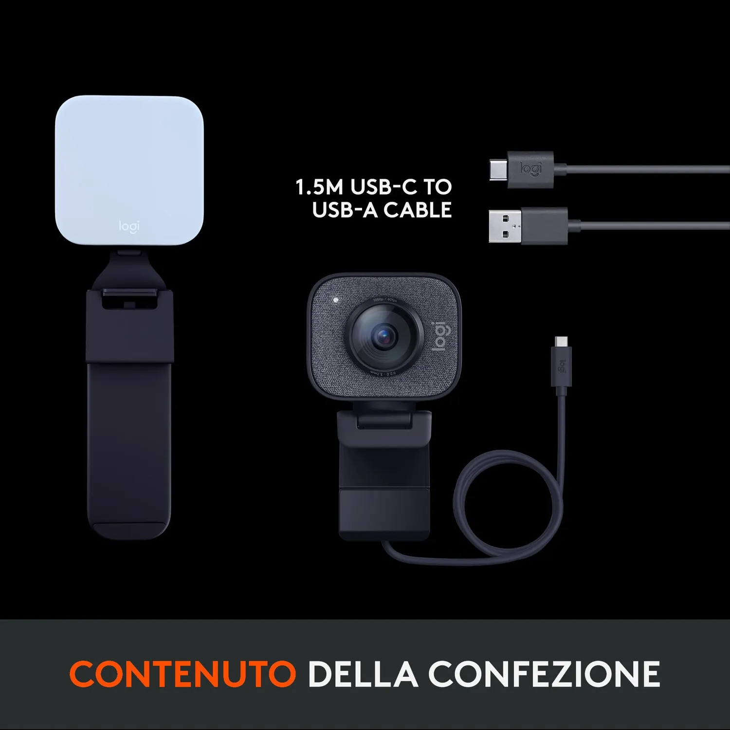 Logitech Litra Glow + StreamCam Webcam Luce Streaming Nero