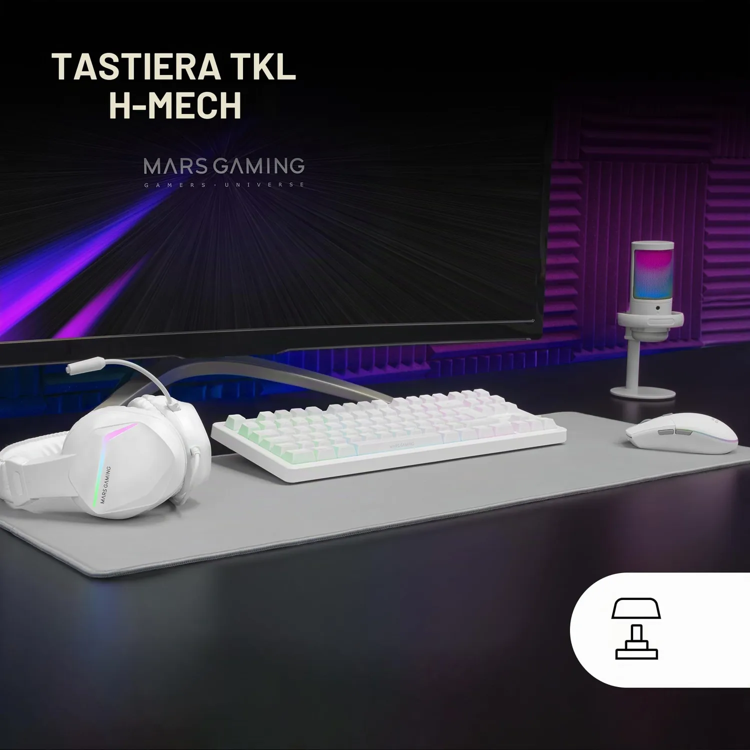 Mars Gaming MCP-RGB3 combo gaming bianco tastiera spagnola
