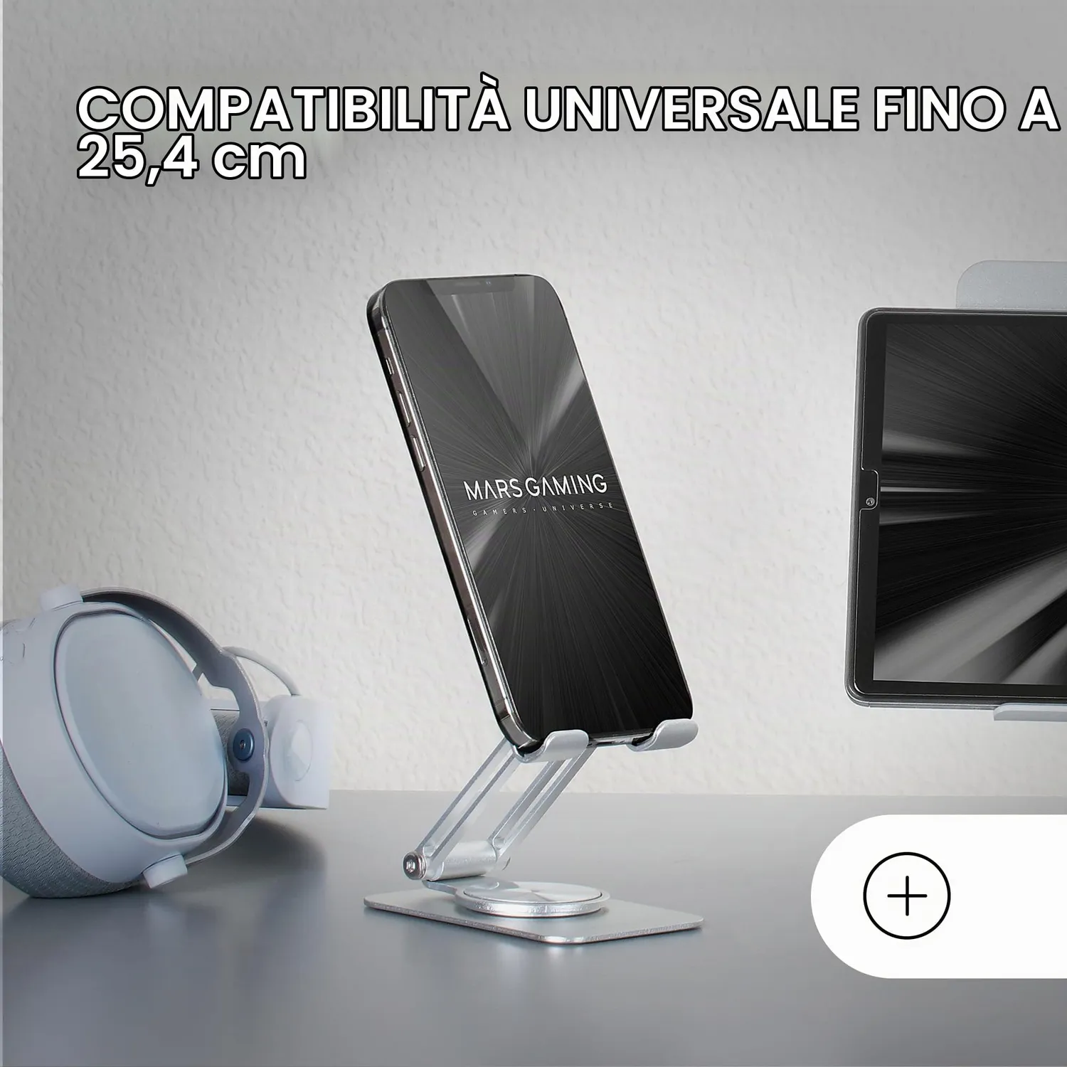 Mars Gaming MA-RSS supporto smartphone pieghevole grigio argento 360°