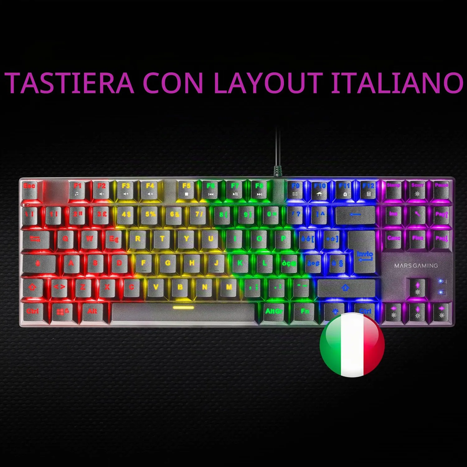Mars Gaming MK80 Tastiera Meccanica Gaming TKL Switch Marroni