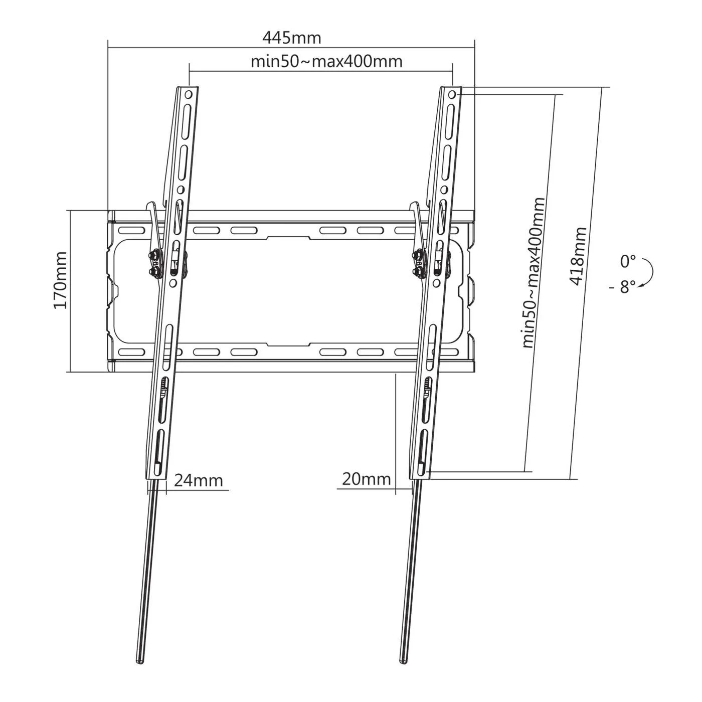 Manhattan 460941 supporto TV a parete 32-70" inclinabile