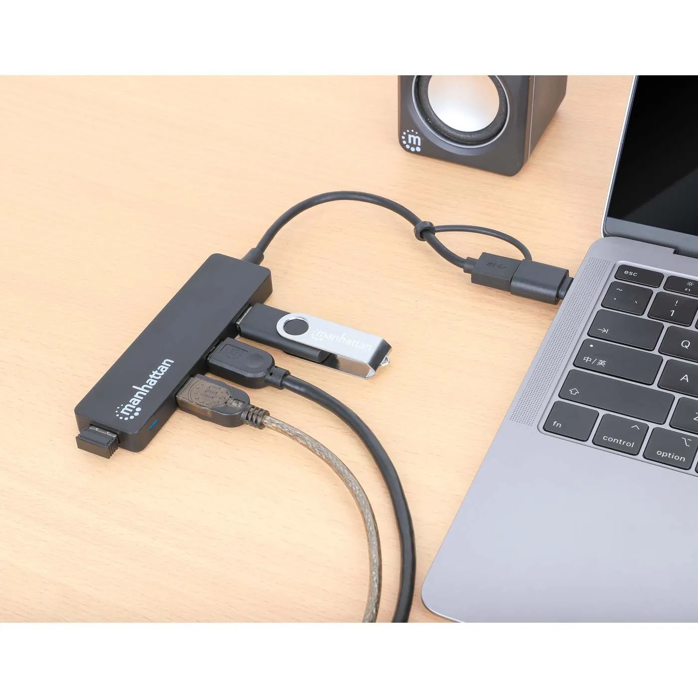 Manhattan Hub USB 3.0 4 Porte USB-A Combo USB-C/A 5Gbps