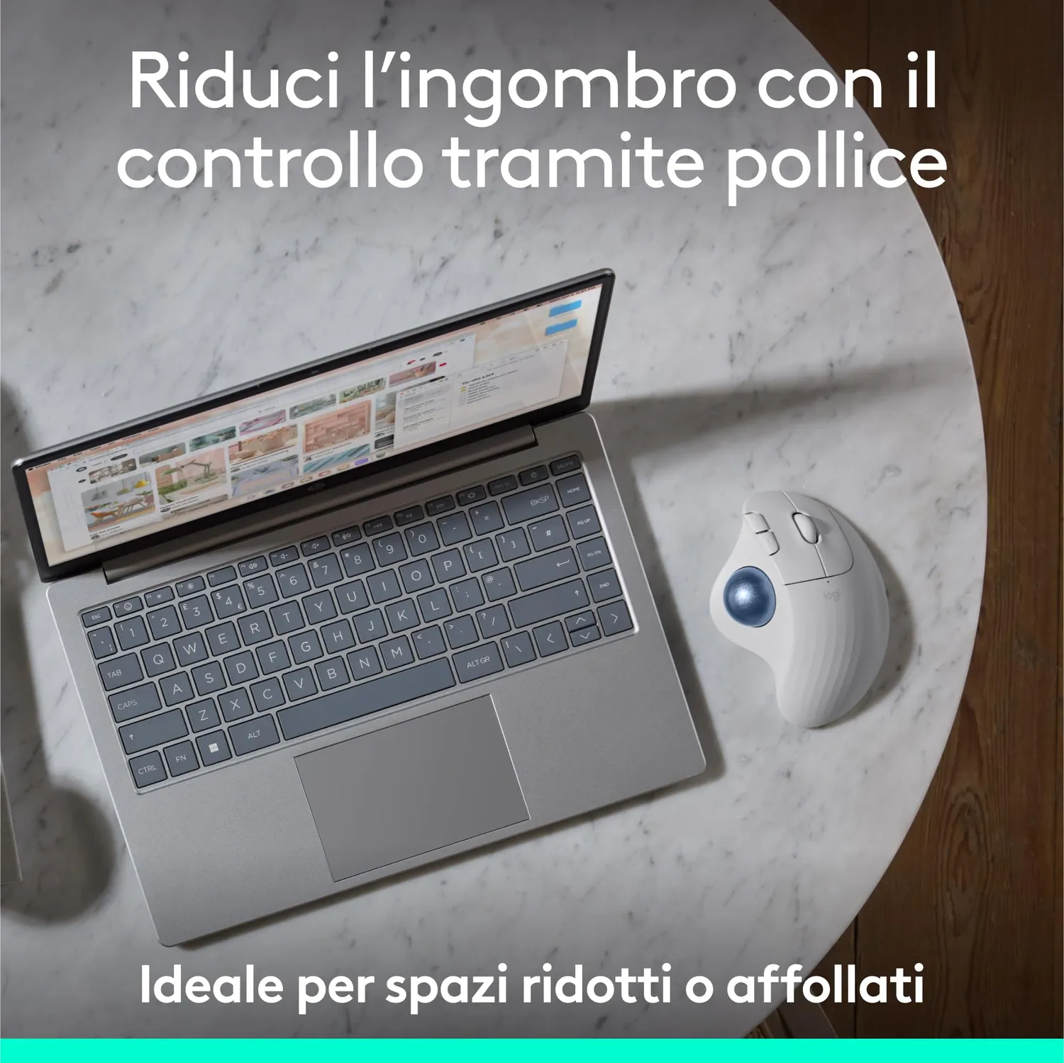 Logitech ERGO M575S trackball wireless bianco plastica