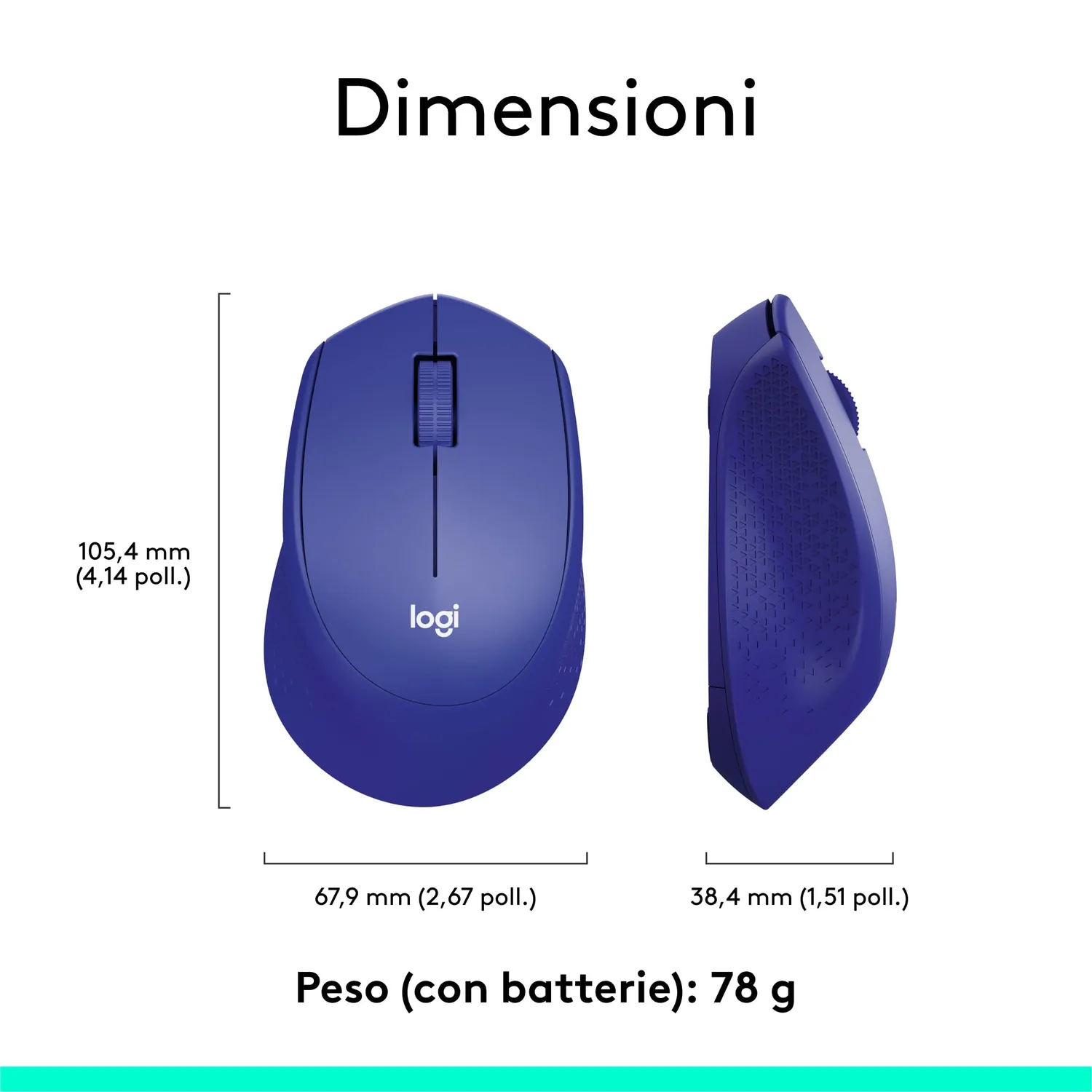 Logitech M280 mouse wireless blu 1000 DPI destrimano