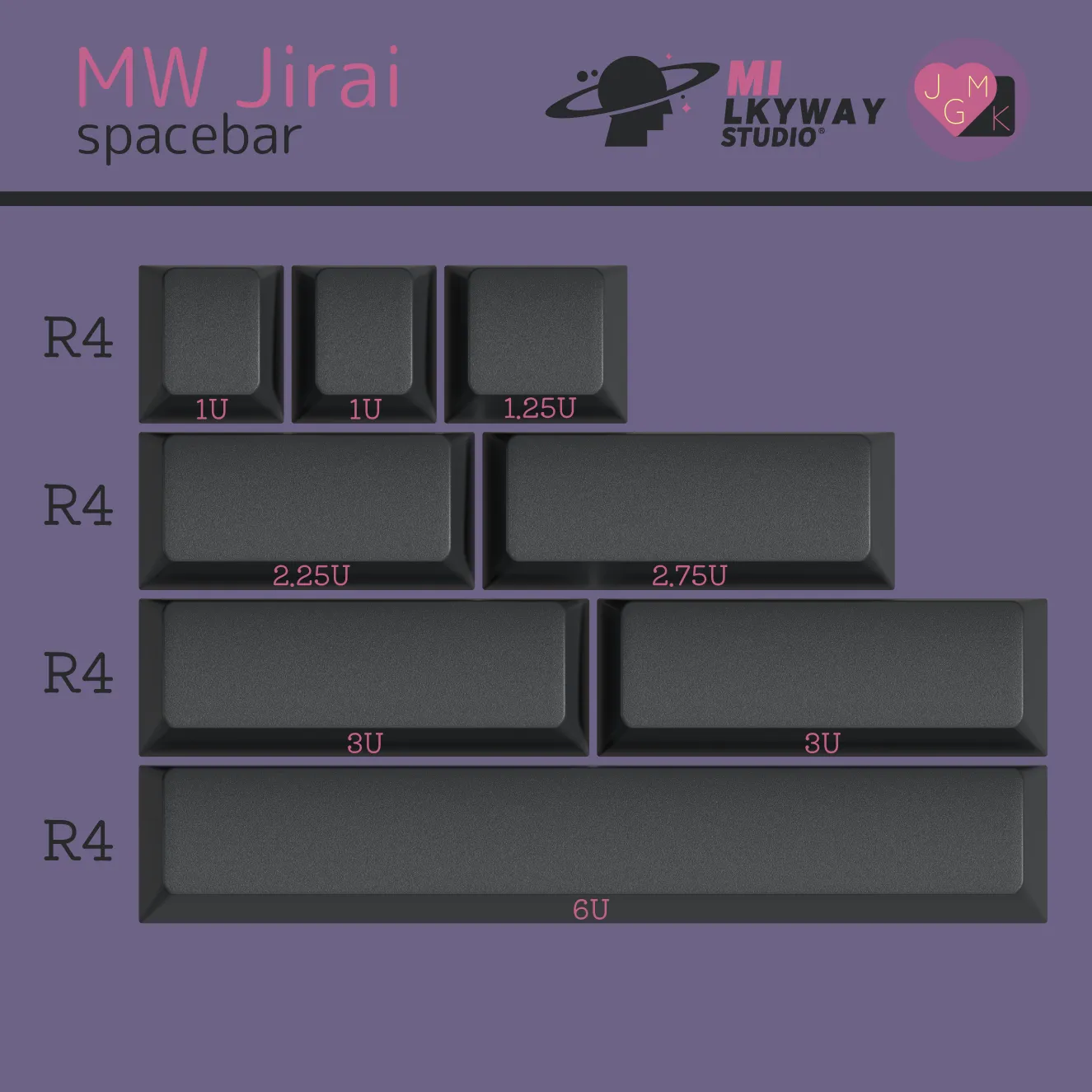 CoffeeKeys MW Jirai keycaps set base rosa nero