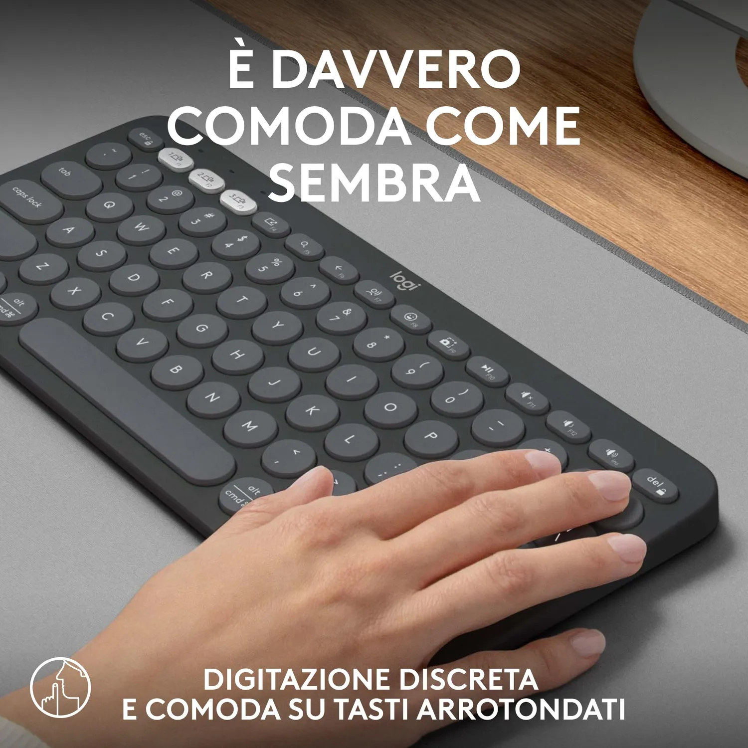Logitech Pebble Keys 2 K380s tastiera bluetooth grafite