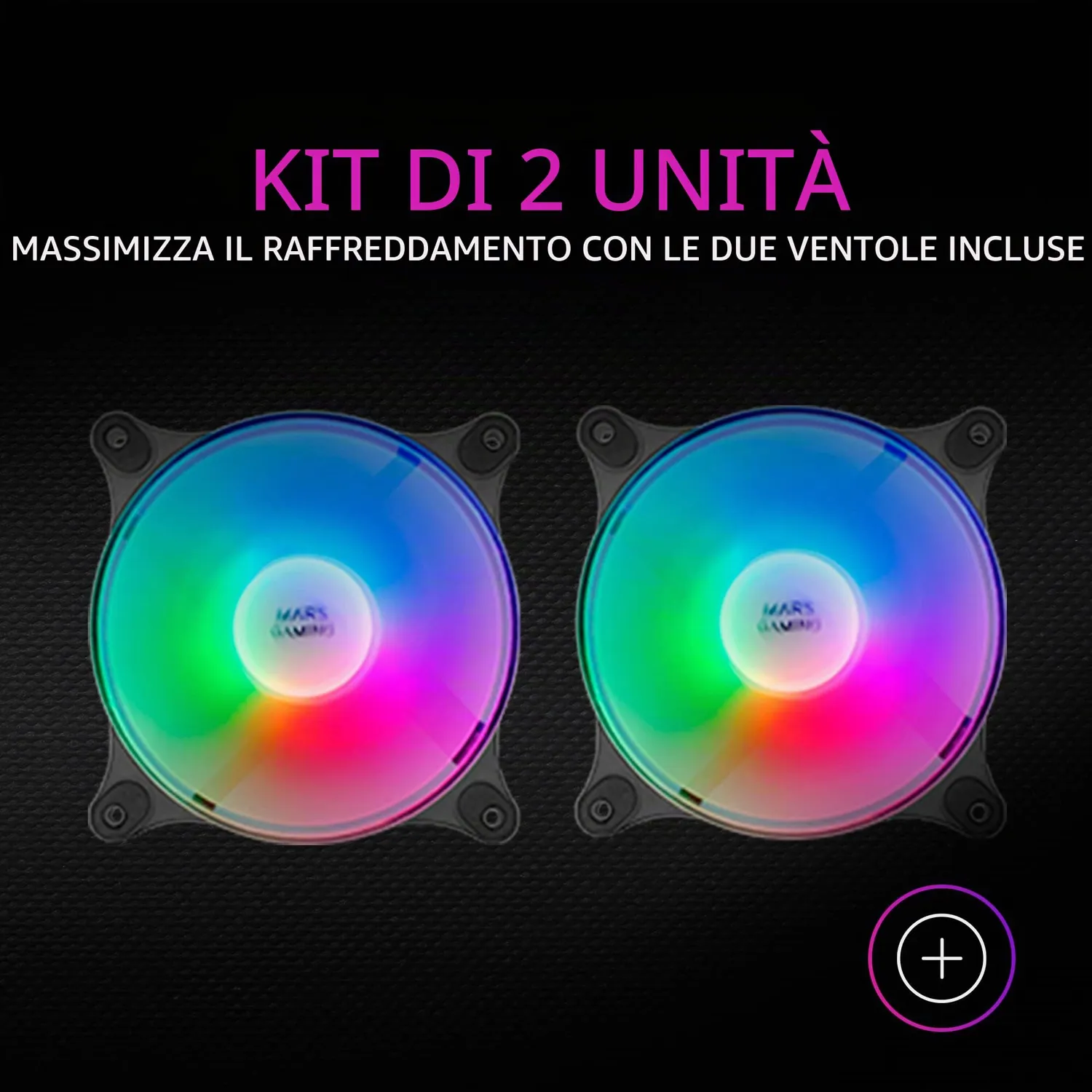 Mars Gaming MF-DUO kit 2 ventole PC FRGB nero 120mm