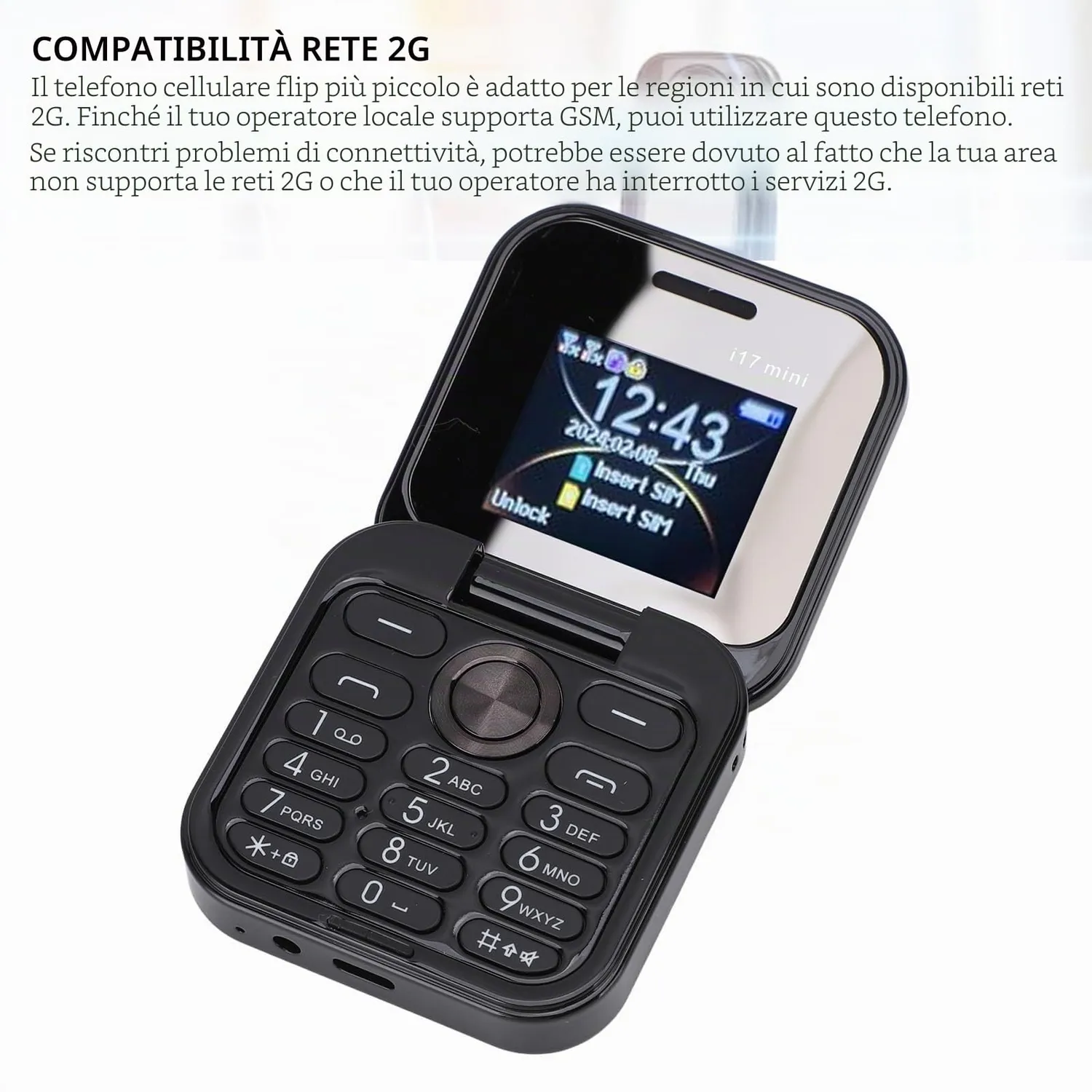 Zunate telefono pieghevole 2G anziani tasti grandi nero