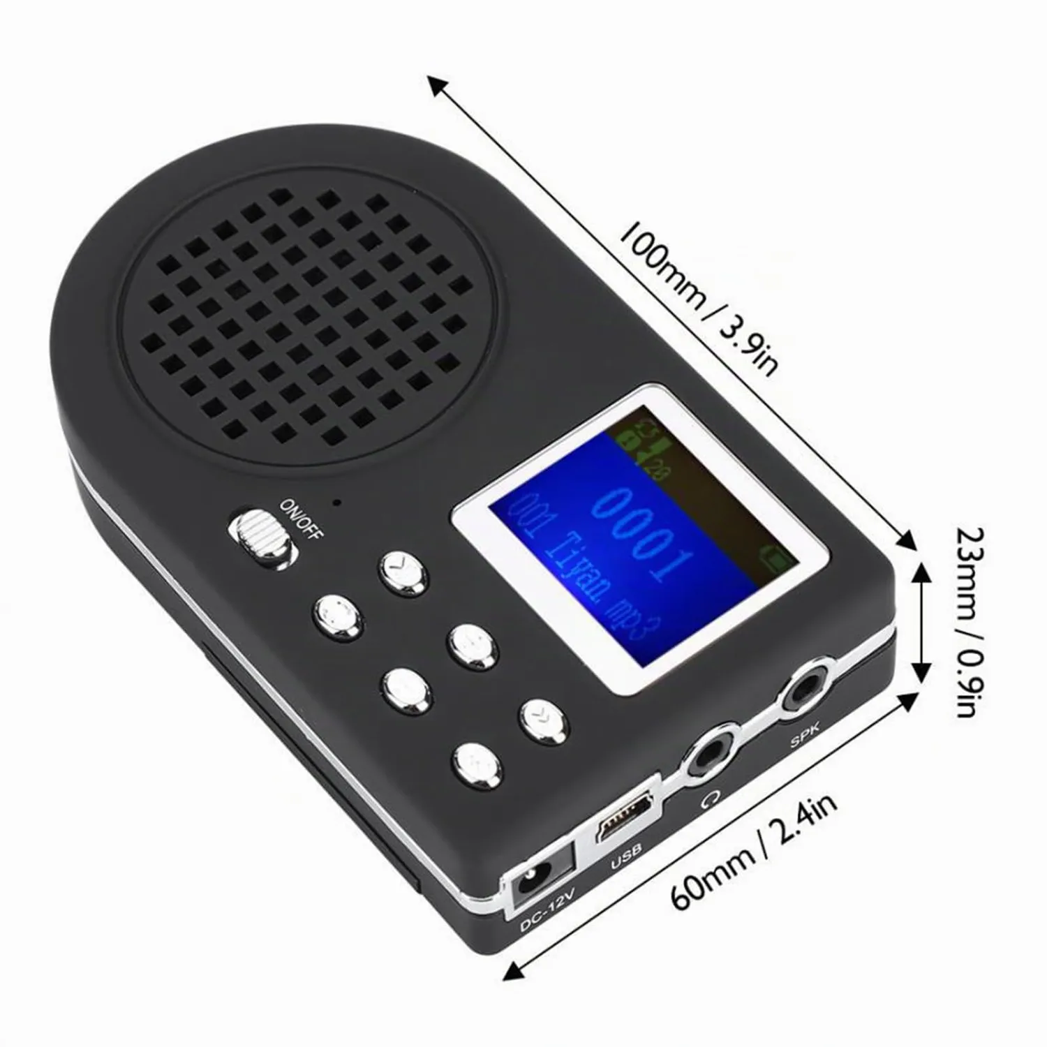 Zunate Altoparlante MP3 Richiamo Uccelli USB 15 ore senza telecomando