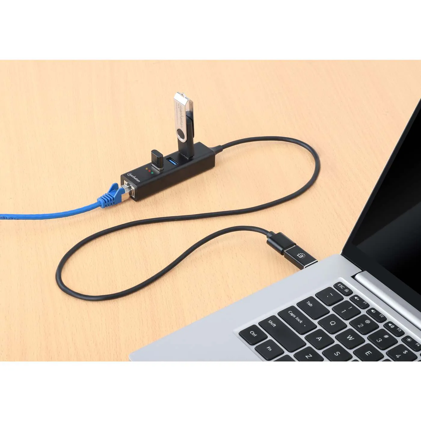 Manhattan 3-Port USB 3.0 Combo Hub rete Gigabit Ethernet