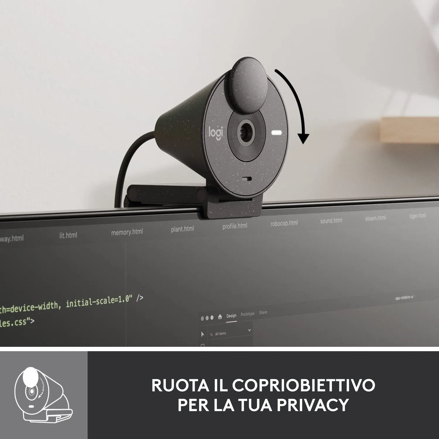 Logitech Brio 300 webcam Full HD 1080p grafite