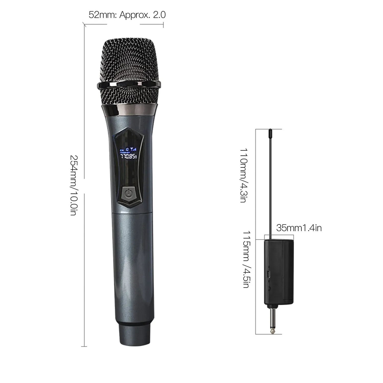 Zunate microfono wireless palmare dinamico karaoke 50m