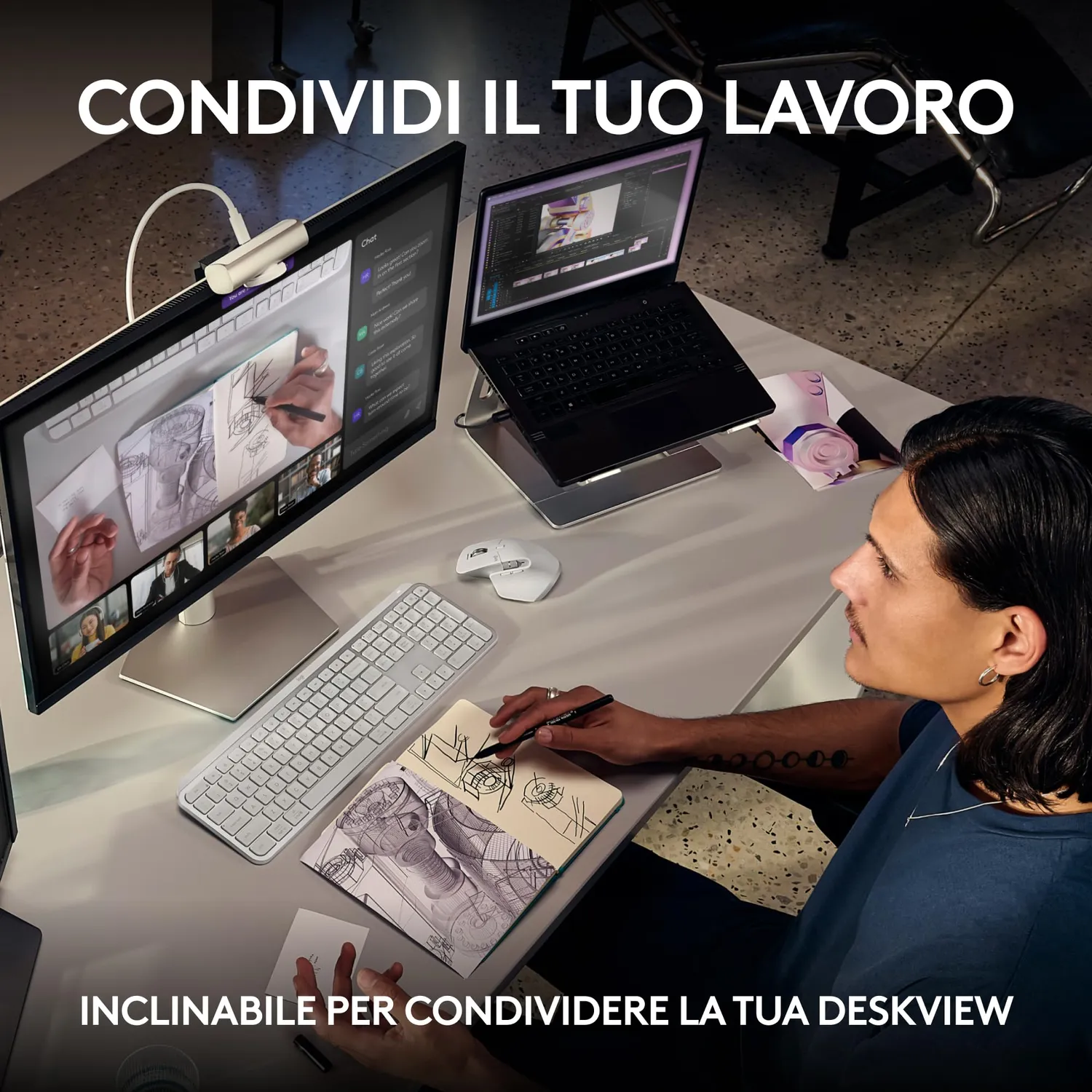 Logitech MX Brio 4K webcam grafite Ultra HD streaming