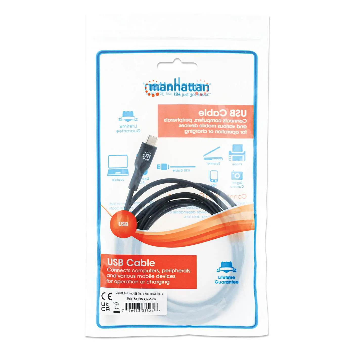 Manhattan Cavo USB-C USB-C 100W 2 m Ricarica Rapida