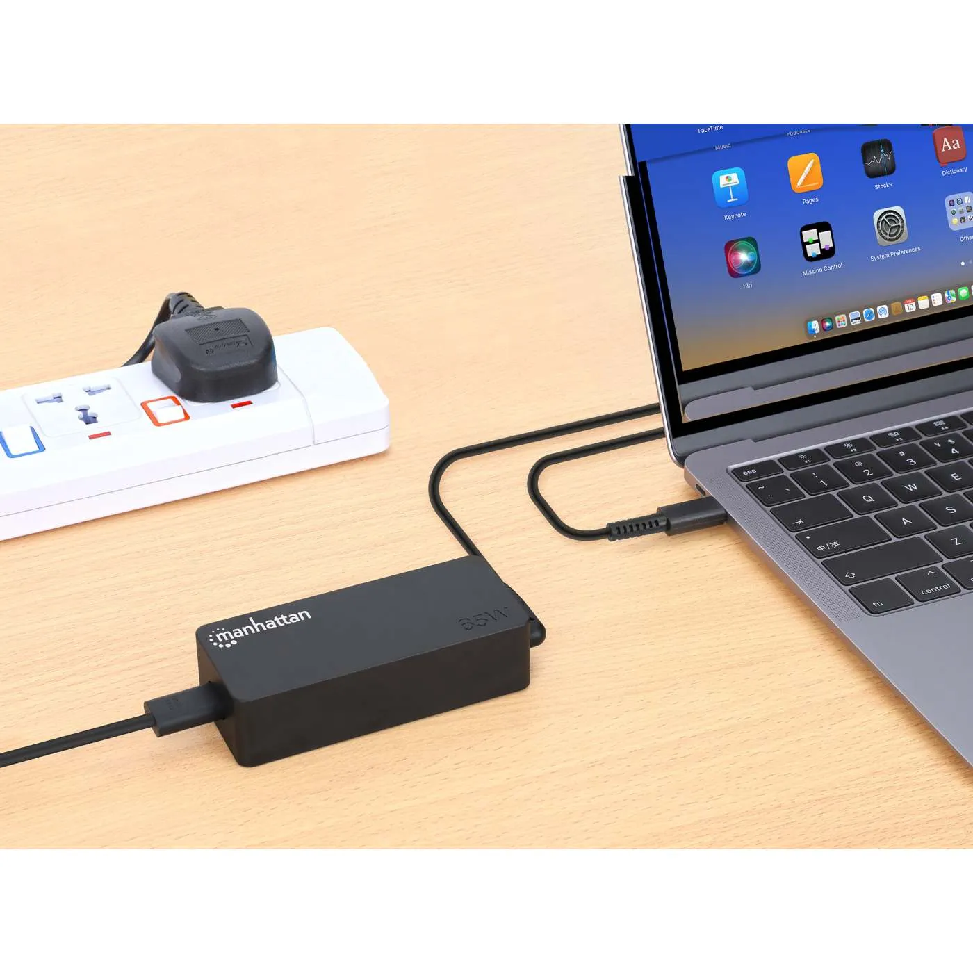 Manhattan caricabatterie laptop USB-C PD 65W con cavo