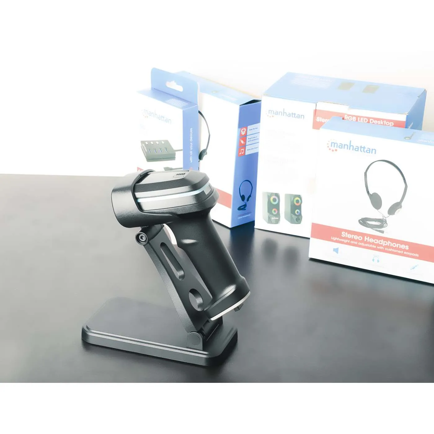 Manhattan Supporto Scanner Barcode Regolabile Nero