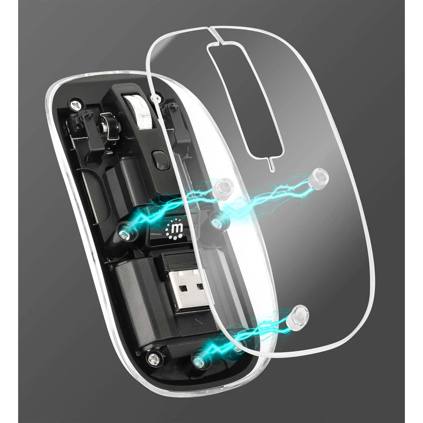 Manhattan mouse wireless trasparente ricaricabile 1600 DPI nero