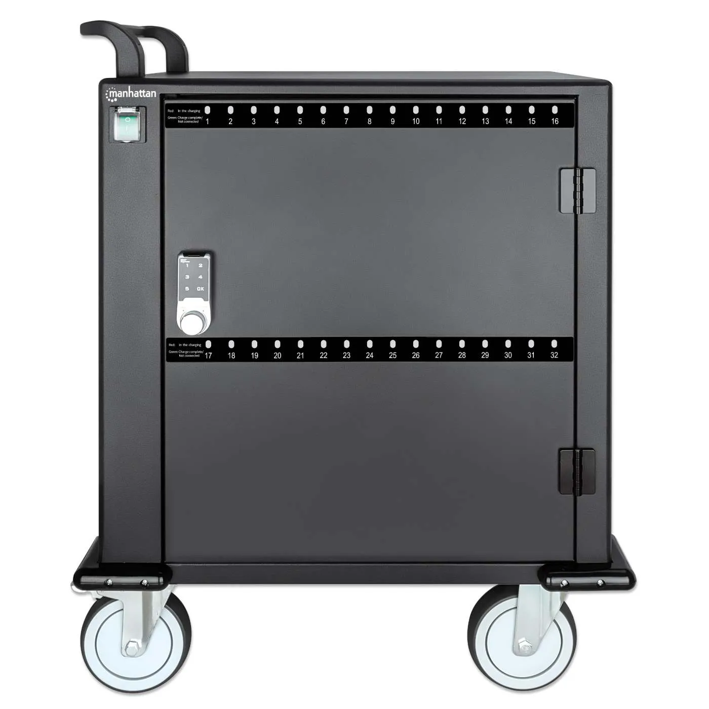 Manhattan carrello ricarica USB-C 32 porte 18W nero mobile
