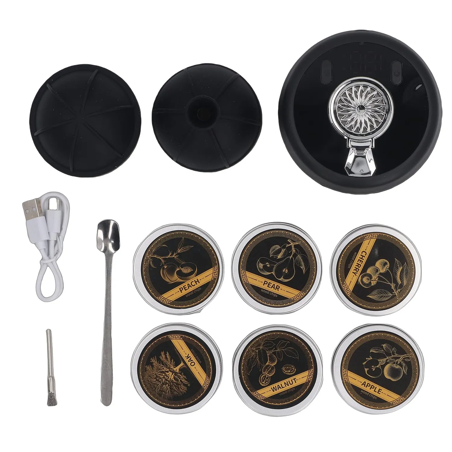 Zunate Kit Affumicatore Whisky Elettrico con Stampi Ghiaccio 6 Legni