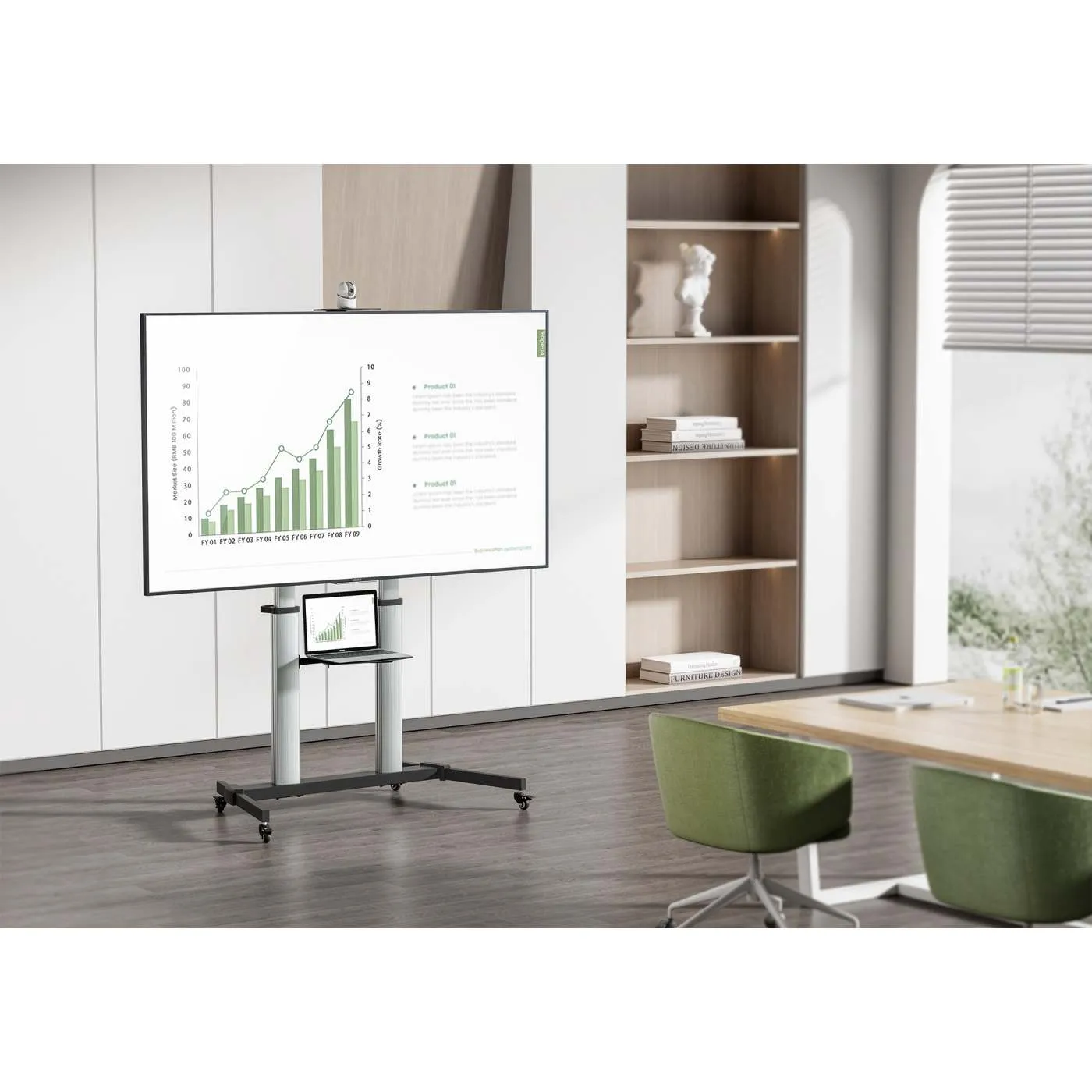 Manhattan Carrello TV 60-100'' alluminio con ruote 80 kg