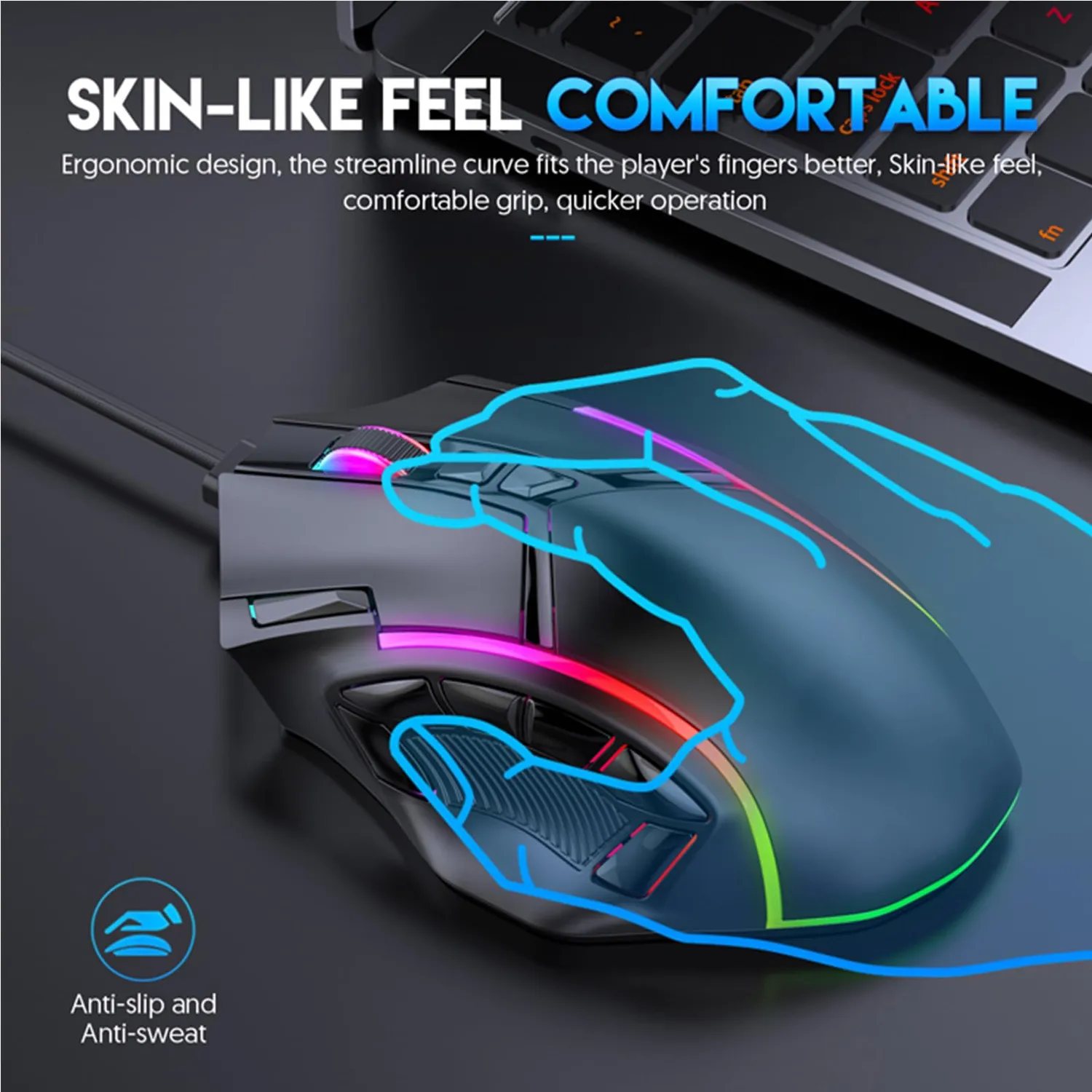 Zunate Mouse Gaming RGB 12800 DPI 7 Tasti Cablato