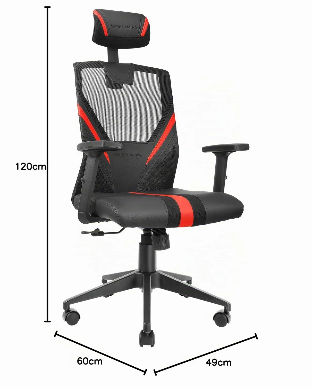 Mars Gaming MGCERGOBR Sedia Gaming Rossa Rete Traspirante