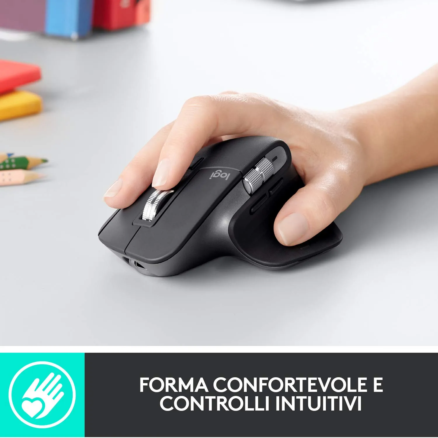 Logitech MX Master 3 mouse wireless nero ricarica USB-C