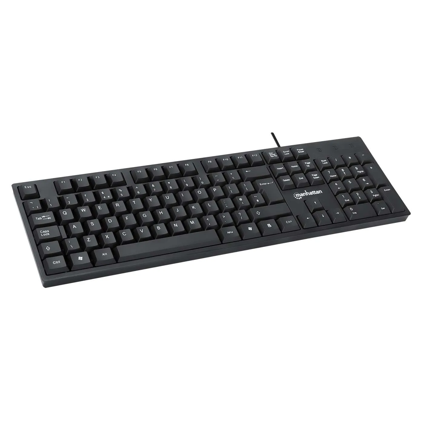 Manhattan Tastiera USB Filo Nera Layout 104 Tasti QWERTY