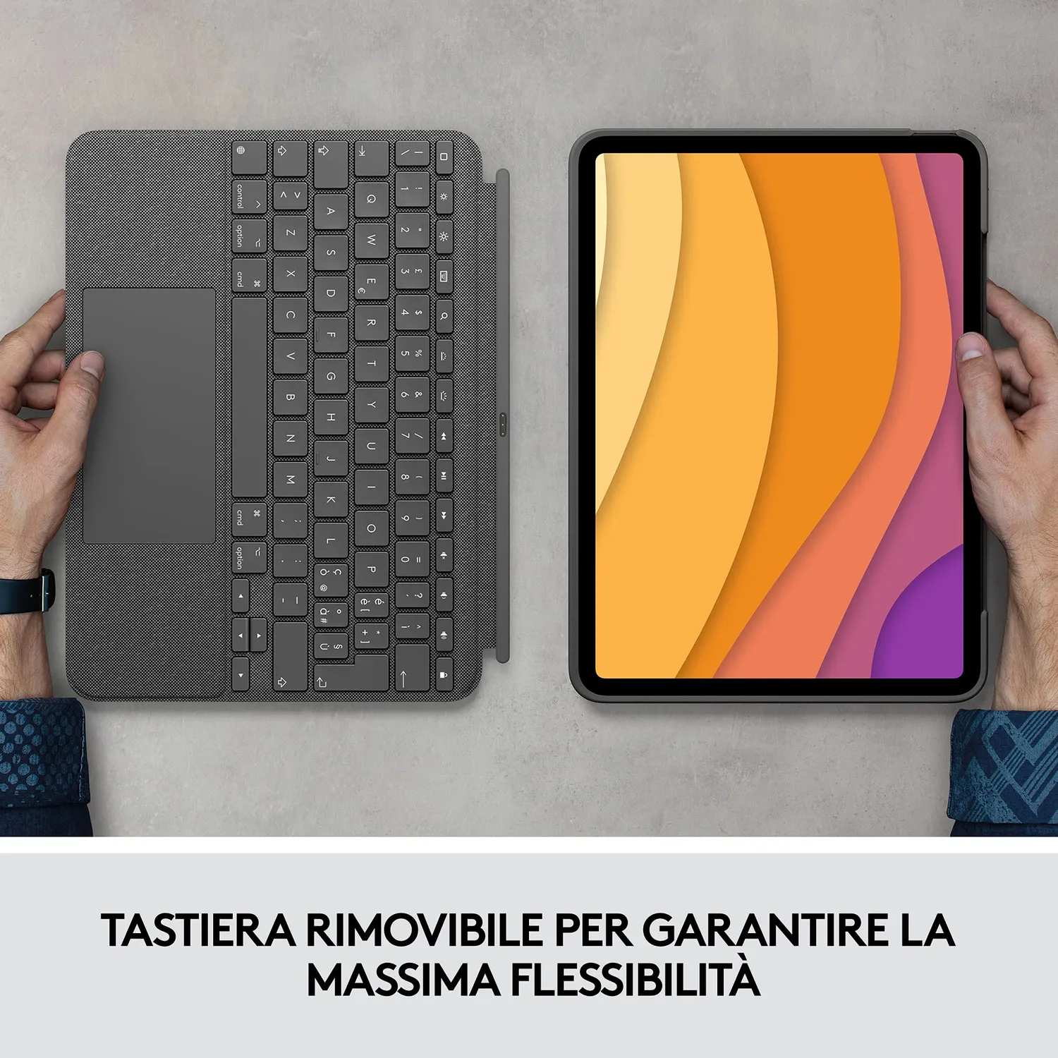 Logitech Combo Touch Custodia Tastiera iPad Air 4-5 Gen ITA retroilluminata