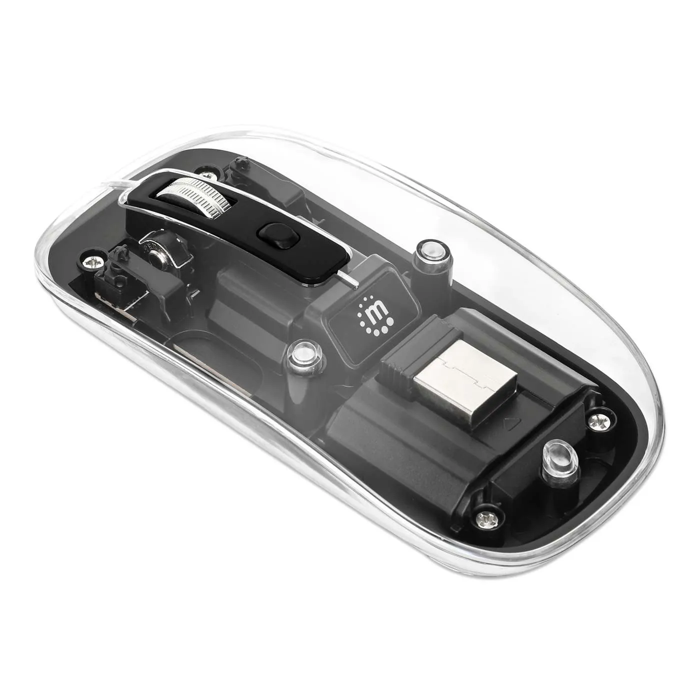 Manhattan mouse wireless trasparente ricaricabile 1600 DPI nero