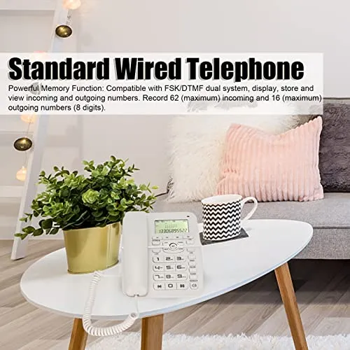 Zunate KX-T2028CID Telefono Fisso con Filo Bianco Display