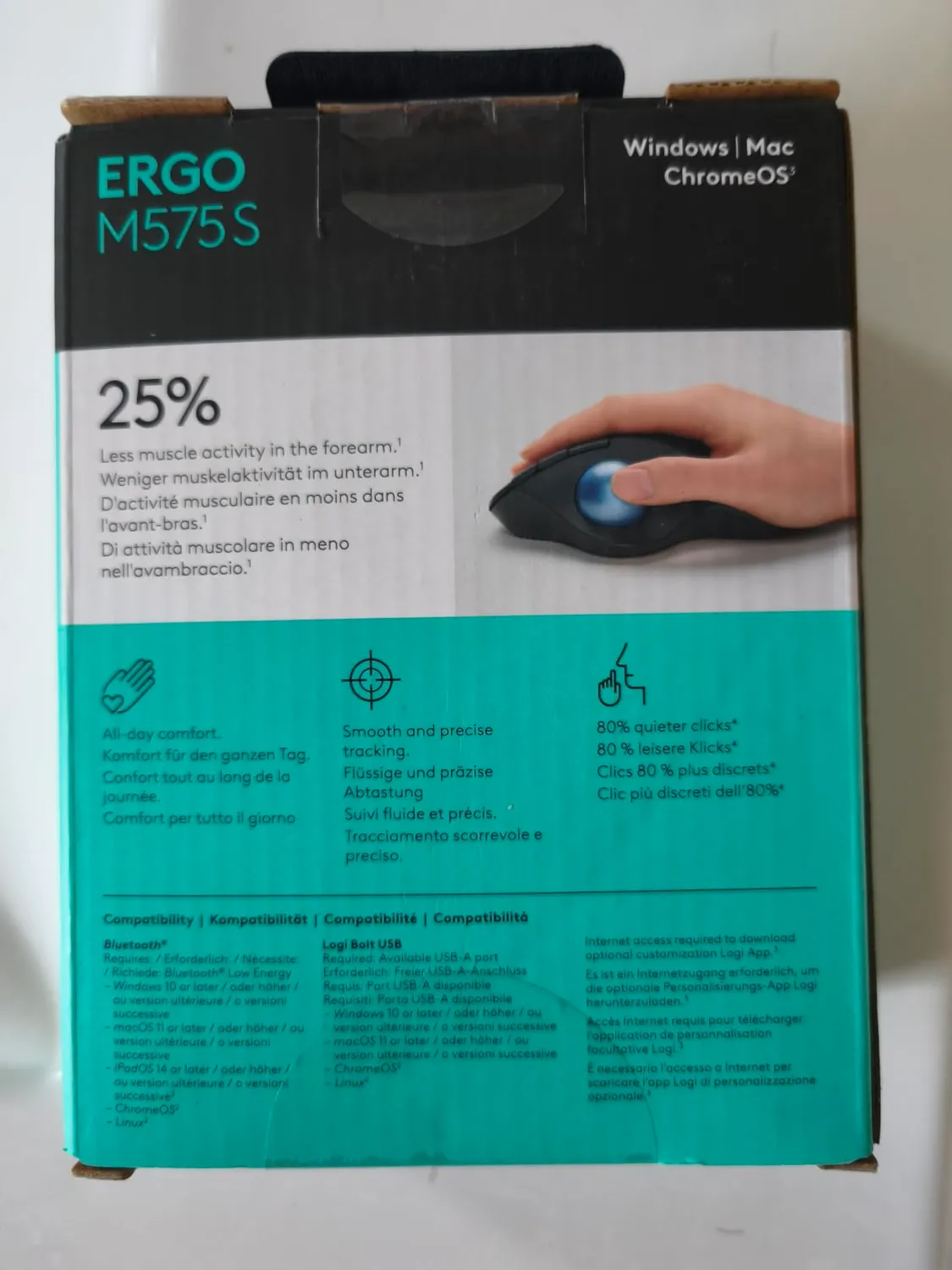 Logitech ERGO M575S trackball wireless bianco plastica