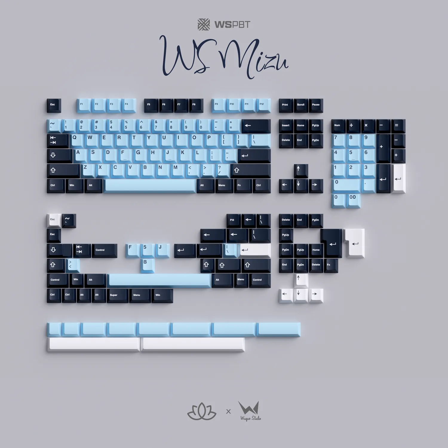 Wuque Studio Mizu keycaps PBT Base+Novelties
