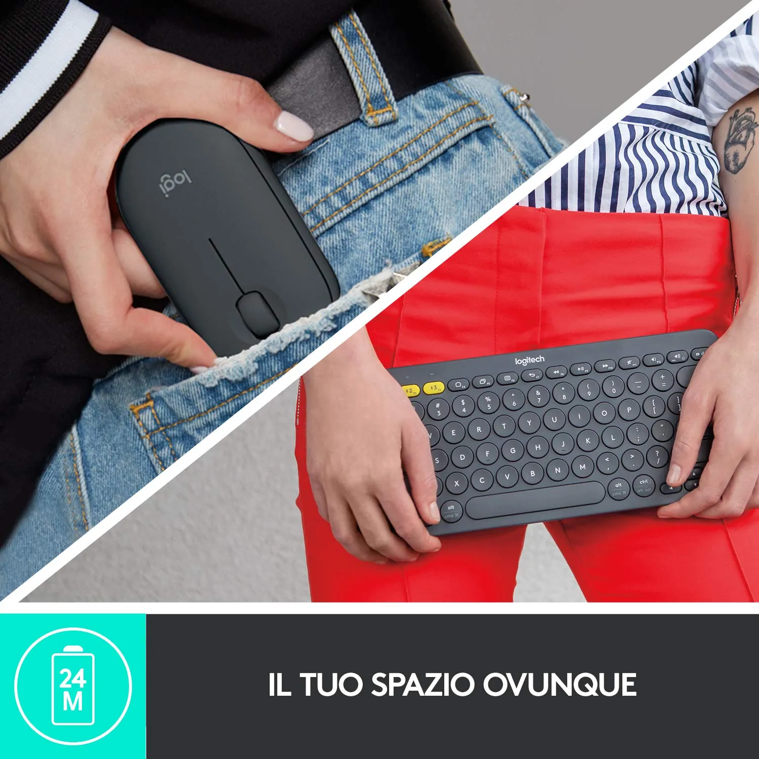 Logitech K380 M350 Kit Tastiera e Mouse Wireless Nero Silenzioso