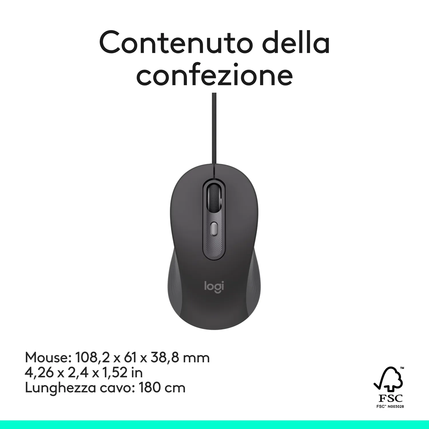 Logitech Signature M520 mouse con filo USB-C silenzioso