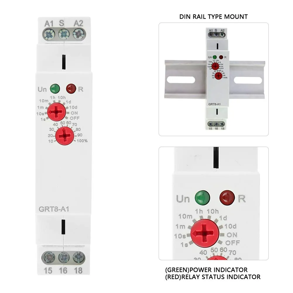 Zunate GRT8-A1 relè temporizzatore guida DIN 12-240V