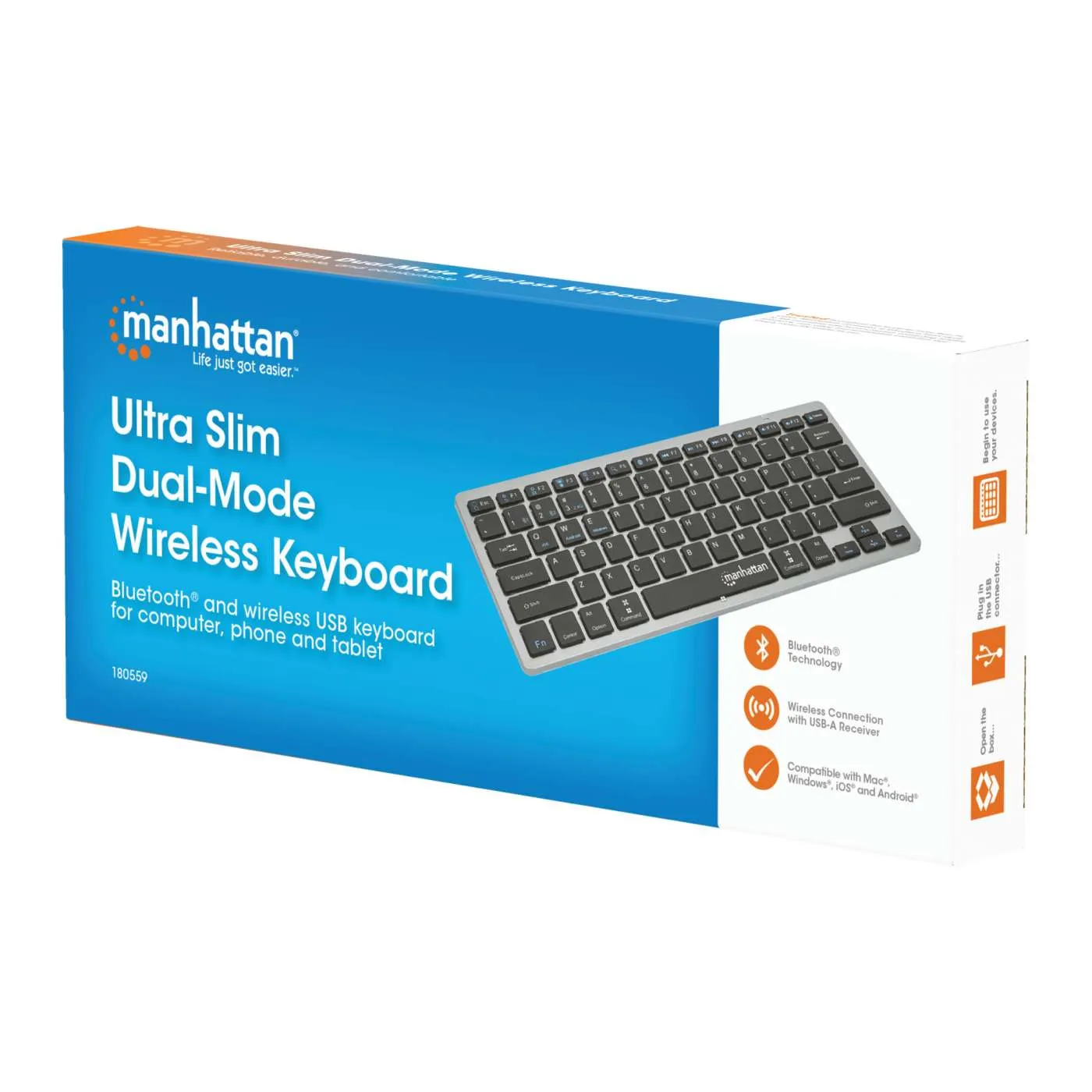 Manhattan Ultra Slim Tastiera Wireless Nera Dual-Mode