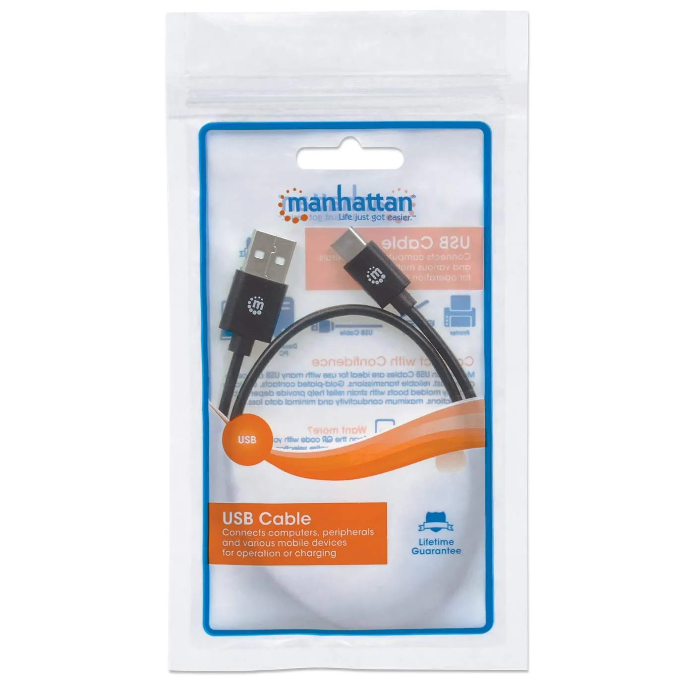 Manhattan cavo USB-A USB-C 1 m 480 Mbps 3A