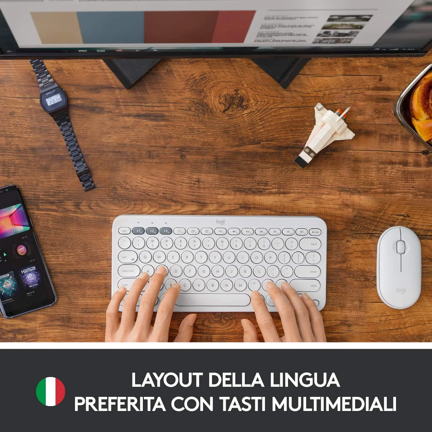 Logitech K380 M350 kit tastiera mouse bianco silenzioso