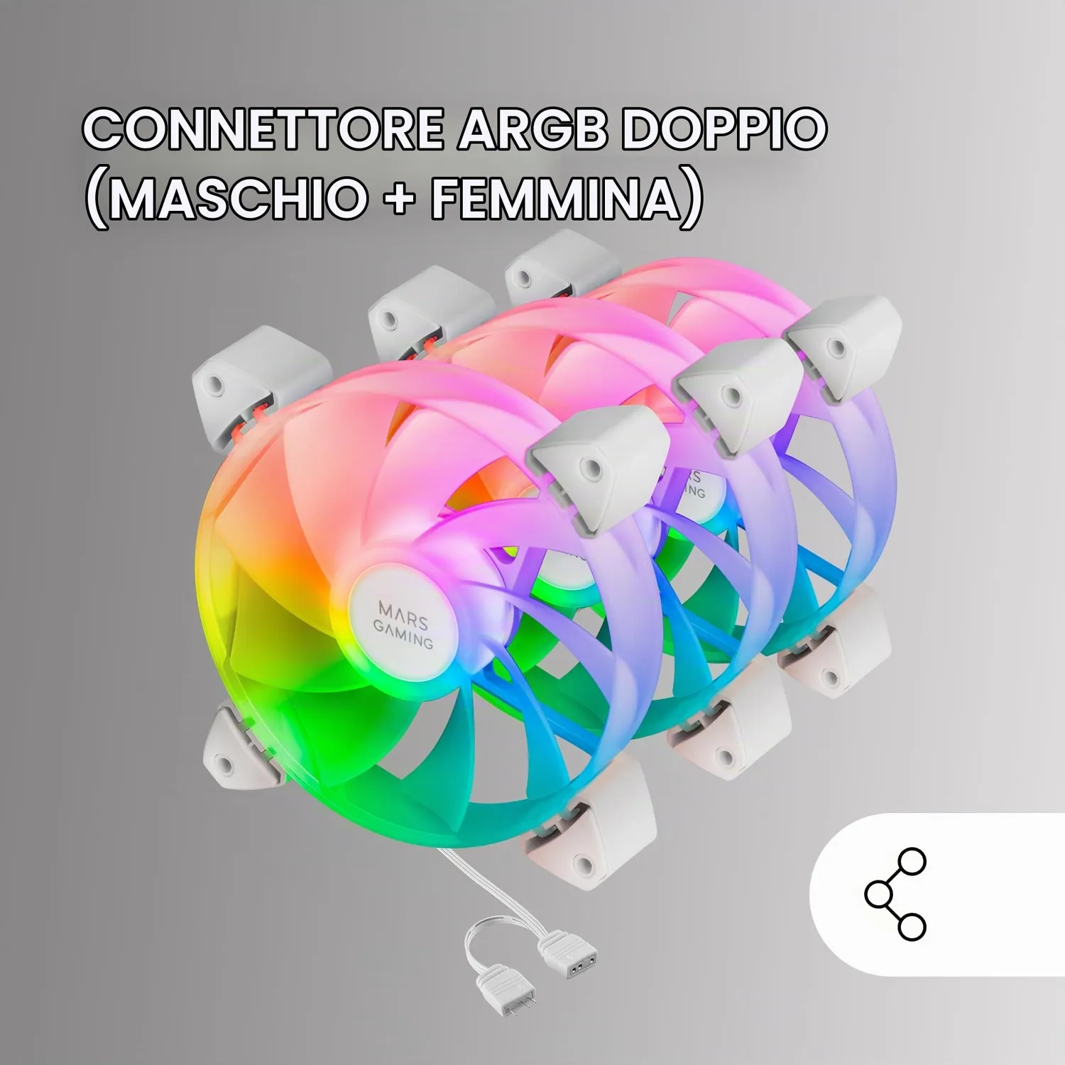 Mars Gaming MF-3AR kit 3 ventole PC 120mm bianche ARGB