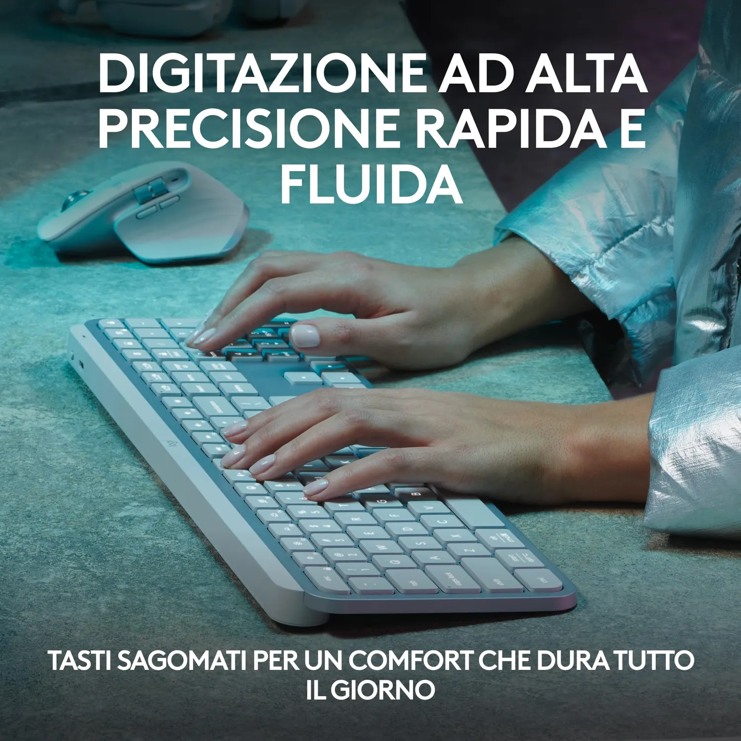 Logitech MX Keys S tastiera wireless grigio chiaro ITA