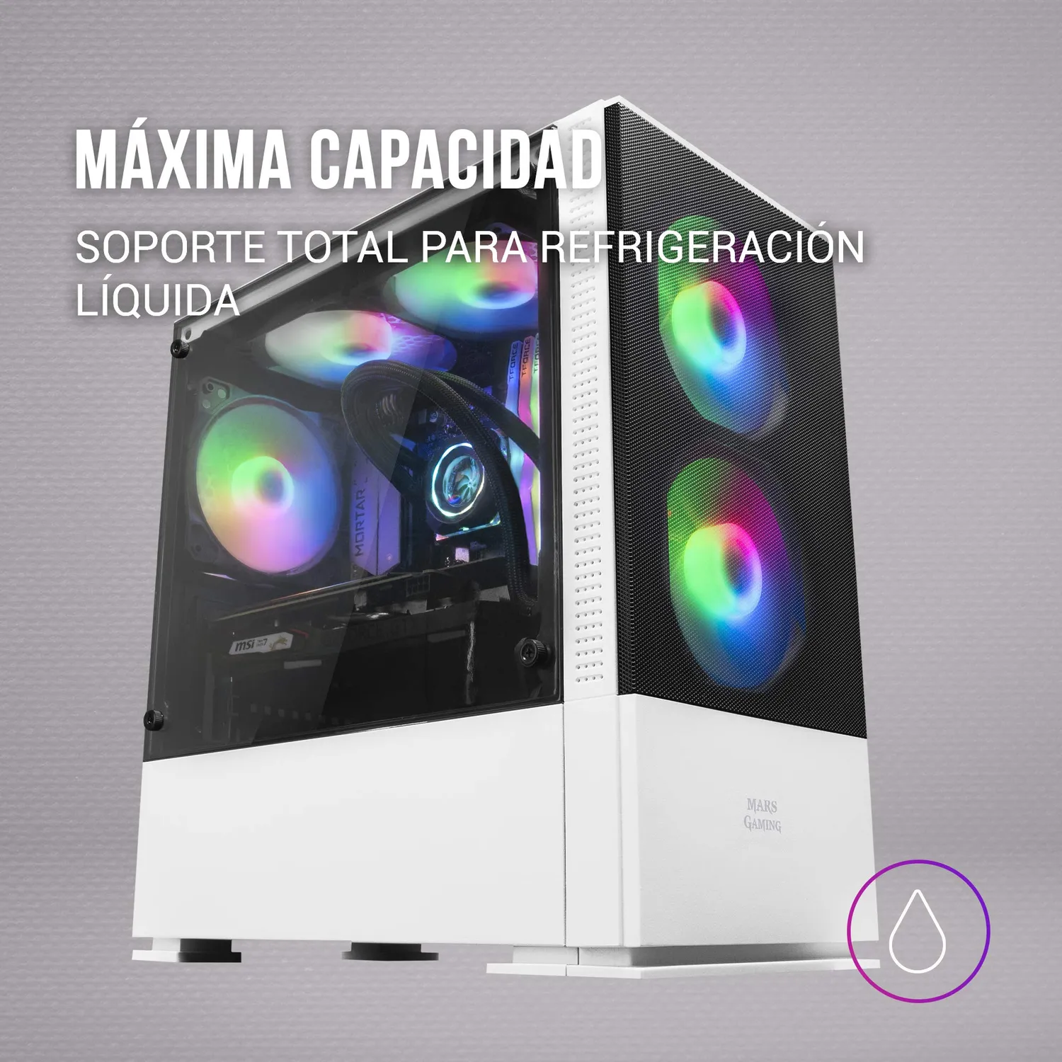 Mars Gaming MC-Z case PC MicroATX bianco mesh RGB