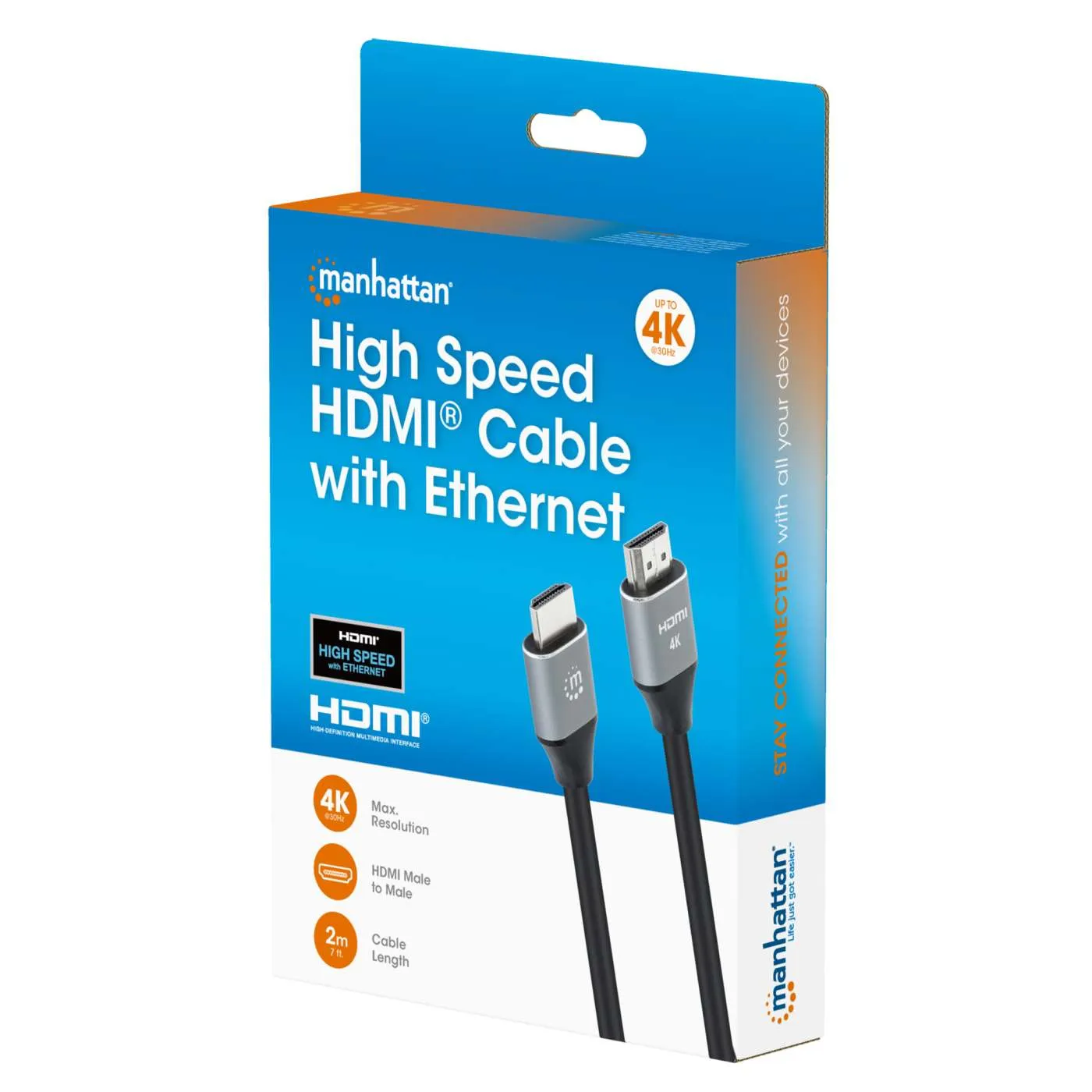 Manhattan Cavo HDMI High Speed 4K 2m Ethernet ARC Nero