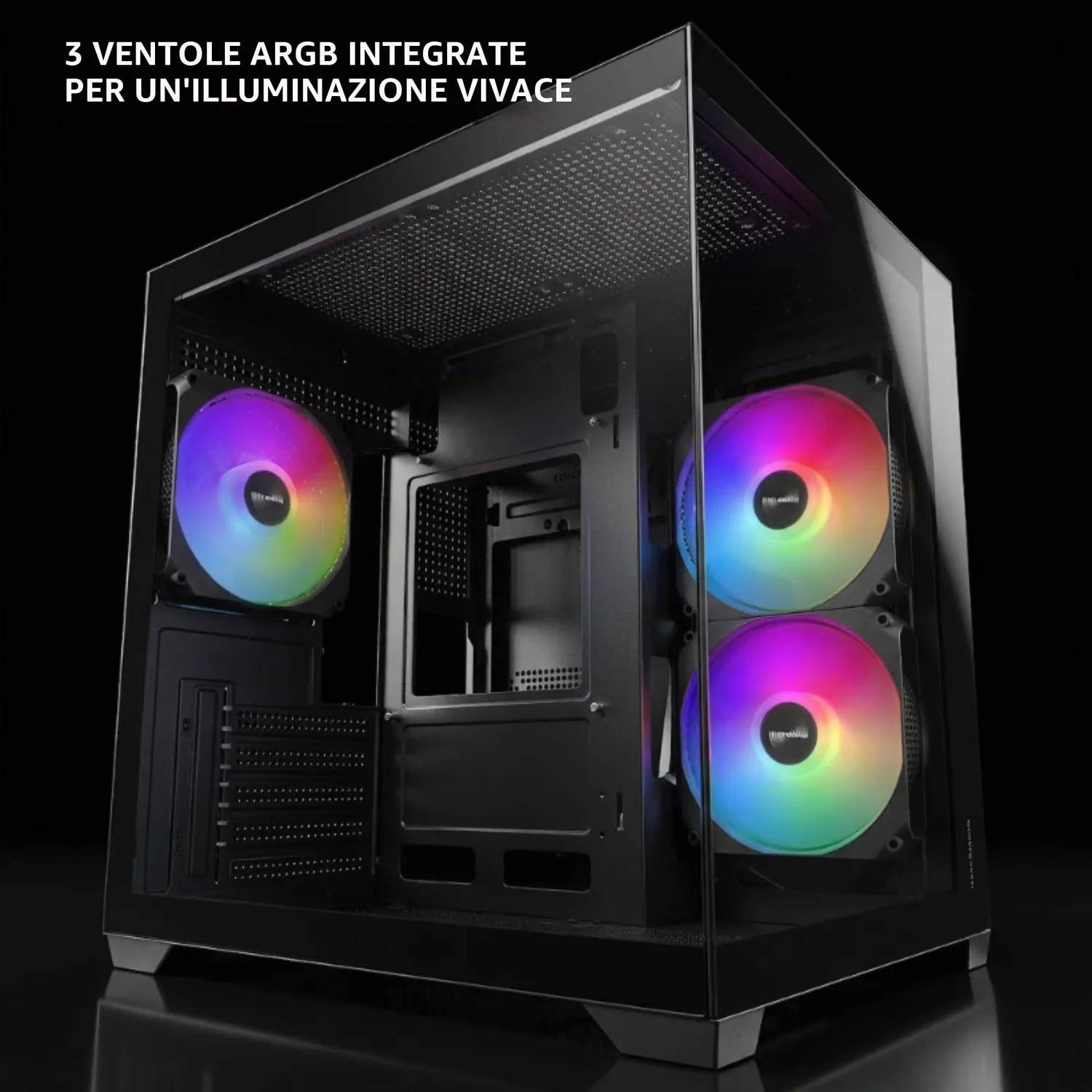 Mars Gaming MC-VIEW3 Case PC MicroATX Nero Vetro Panoramico