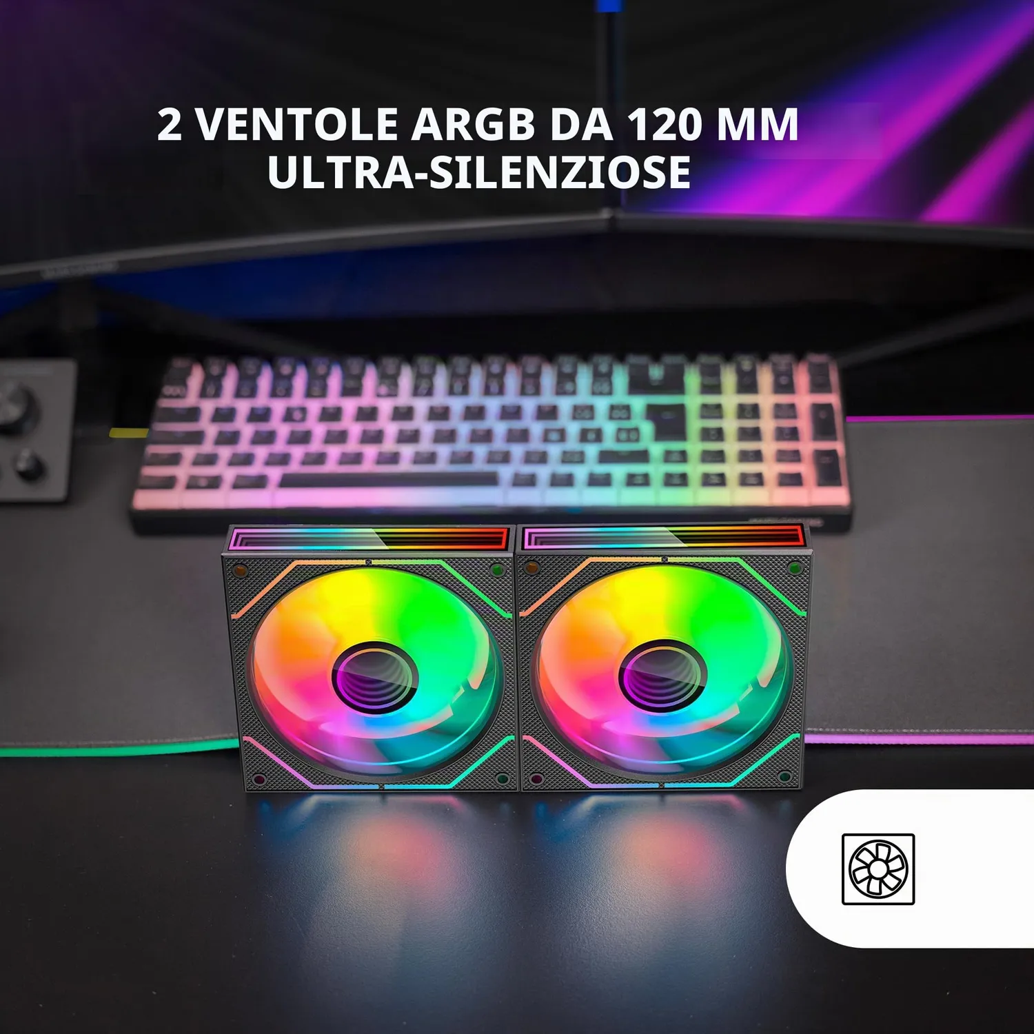 Mars Gaming MF-3DPROX2 ventole PC 120mm nere ARGB 2 pezzi