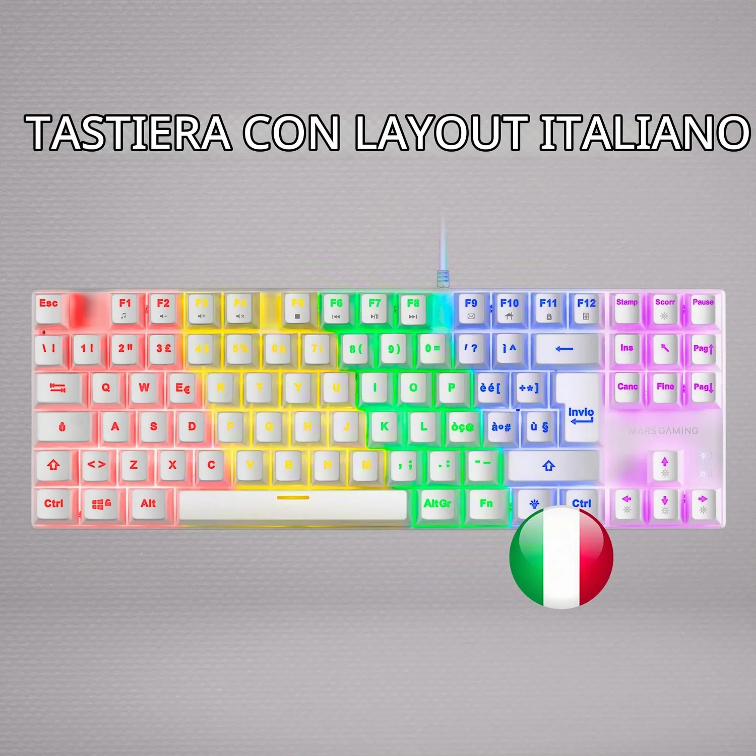 Mars Gaming MK80 tastiera gaming TKL bianca switch brown