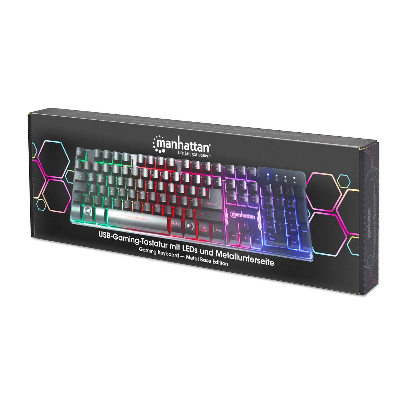 Manhattan Metal Base tastiera gaming USB nera retroilluminata