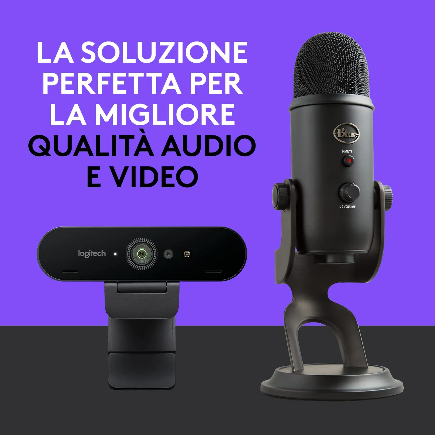 Logitech BRIO + Blue Yeti Webcam Microfono Bundle Nero 4K
